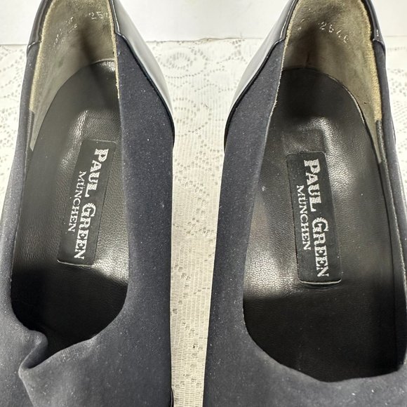 Paul Green, Shoe Black Fabric & Leather Pumps Block Heel, size 7M - Picture 7 of 9